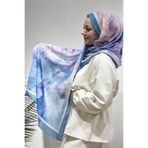 Firuze scarf Etnik Flower Desen Mavi Renk Soft Şal
