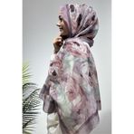 Firuze scarf Rose Baskı Desen Mor Renk Soft Şal