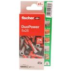fischer - Duopower 5 x 25 – 45U duvar dübeli, farklı malzemelerden, bisikletlerin, resimlerin, dolapların, televizyonların, rafların, mobilyaların asılması için uygundur.