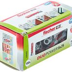 fischer Duopower 5 x 25, evrensel dübel, güçlü 2 bileşenli dübel, beton, tuğla, taş, alçı karton vb. yerlere sabitlemek için plastik dübel, vidasız, 100 adet