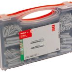 fischer Red-Box UX/SX Plus, dübel kutusu, 160 evrensel dübel, UX & 130 genişletme dübelleri SX Plus, önceden sınıflandırılmış dübel seti, çok sayıda yapı malzemesi ve sabitleme için