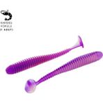 Fishack Silikon Kurt Yem - 4,2g 105MM - Turna/levrek Silikonu - 1 Adet - Mor/beyaz - Karides Kokulu