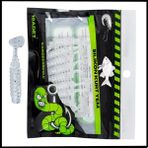 Fishack Uyguna-Yakala 1,5g 45MM -10 Adet silikon Kurt Yem uv Silikon - Karides Kokulu-Simli Beyaz -1002-UW