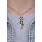 Fishbone Spirit – Balık Kılçığı Figürlü Gümüş Renk Unisex Uzun Kolye (60 Cm)