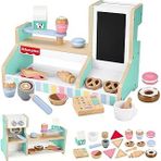 Fisher-Price 3 Yaş Üzeri Çocuklar Için 20 Ahşap Parçadan Oluşan Ahşap Kahve Dükkanı Oyun Seti Oyuncak Kasa, Hxv22