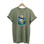 Fishing Balık Baskılı Balıkçılık %100 Pamuk Regular Fit Bisiklet Yaka T-Shirt - XL - Haki