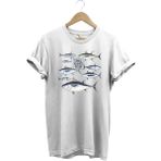Fishing Balıkçılık Uzunkanat Orkinos Tuna Balığı Baskılı %100 Pamuk Regular Fit T-Shirt - 3XL - Beyaz