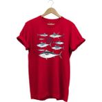 Fishing Balıkçılık Uzunkanat Orkinos Tuna Balığı Baskılı %100 Pamuk Regular Fit T-Shirt - Kırmızı