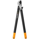 Fiskars Örslü budama makası, kuru ve sert ağaçlar için, PowerGear II raf sistemi, Kesme çapı: 5 cm, Yapışmaz sertleştirilmiş çelik bıçaklar, Uzunluk: 69 cm, Siyah/Turuncu, L77, 1000583