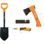 Fiskars Solid Kürek + Xxs-X5 Balta + Ağır Iş Bıçağı + Balta ve Bıçak Bileyici