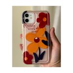 FİŞNEİLETİŞİM iPhone 11 ile Uyumlu Çiçek Desenli Kılıf, Kalın Silikon, Çok Renkli