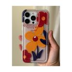 FİŞNEİLETİŞİM iPhone 13 Pro Max ile Uyumlu Çiçek Desenli Kılıf, Kalın Silikon, Çok Renkli