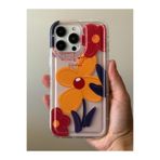 FİŞNEİLETİŞİM iPhone 14 Pro ile Uyumlu Çiçek Desenli Kılıf, Kalın Silikon, Çok Renkli