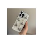 FİŞNEİLETİŞİM iPhone 16 ProMax ile Uyumlu, 3D Kalplı İncili, White Cream Silikon Kılıf, Çok Renkli