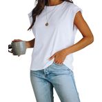 Fisoew Basic Beyaz Yuvarlak Yaka Yazlık Kadın T-shirt