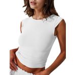 Fisoew Y2K Slim Fit Beyaz Kadın Crop T-shirt