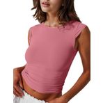 Fisoew Y2K Slim Fit Pembe Kadın Crop T-shirt