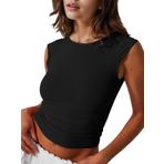 Fisoew Y2K Slim Fit Siyah Kadın Crop T-shirt