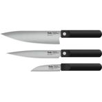 Fissler Procut/Premium bıçak seti 3 parça (1 et bıçağı 18 cm, 1 sebze bıçağı 9 cm, 1 aşçı bıçağı 20 cm) elde zımparalanmış paslanmaz çelik bıçak, Almanya'da üretilmiştir, çok hafif, ergonomik