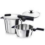 Fissler Vitaquick® Elemental Düdüklü Tencere Seti (6,0 + 3,5 L, Çap 22 cm) Adaçayı Yeşili - Alman Malı, 2 Pişirme Seviyesi, Cam Kapak, Süpertermik Taban, İndüksiyon