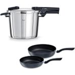 Fissler Vitaquick Glossy 6 Litre Düdüklü Tencere ve Tava Seti Paslanmaz Çelik ile Sağlıklı Pişirme - İnox