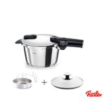 Fissler Vitaquick Glossy Düdüklü Tencere 4,5 Litre + Cam Kapak 22 Cm + Buhar Aparatı Metalik