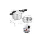 Fissler - Vitaquick Glossy Düdüklü Tencere 4,5 Litre + Fissler - Finecut Sebze Doğrayıcı + Buhar Aparatı - Metalik