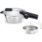 Fissler Vitaquick Premium 2,5 Litre Düdüklü Tencere + Buharda Pişirme Aparatı - Gümüş