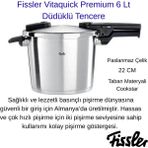 Fissler Vitaquick Premium 6 Lt Düdüklü Tencere + Fissler Buharda Pişirme Aparatı 22CM Hediye - Siyah - Gümüş