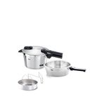 Fissler Vitaquick Premium Çelik 2'li Düdüklü Tencere Seti + Buharda Pişirme Aparatı
