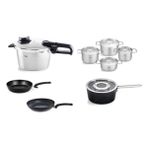 Fissler Vitavit Premium 4,5lt Düdüklü Tencere ve Indiksiyon Tabanlı Çelik Kapaklı Tencere Tava Seti - 4,5 L - Gümüş