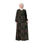 Fistan Tesettür- Büzgü Robadan Önü Düğmeli Viskon Kumaş Anne Elbisesi Namaz Elbisesi Haki 42-44