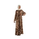 Fistan Tesettür Eteği Volenli Reglan Kol Viskon Kumaş Tesettür Elbise Namaz Elbisesi Kahverengi 44-46