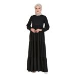 Fistan Tesettür Medine İpeği Eteği Kat Kat Tesettür Elbise Anne Elbisesi Namaz Elbisesi Şık Ve Zarif Tesettür Elbise Siyah 42