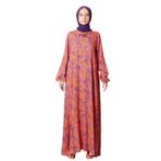 Fistan Tesettür Mevlane Çan Elbise Pamuklu Viskon Kumaş Anne Namaz Elbisesi Geniş Beden Aralığı Turuncu 60-62