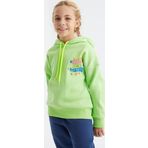 Fıstık Yeşil Ön Ve Sırt Yazı Baskılı Kapüşonlu Oversize Kız Çocuk Sweatshirt - 75092