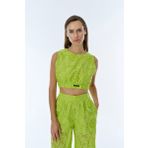 Fisto Detaylı Halter Yaka Crop Bluz Yeşil