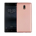 Fitcase Nokia 3 Rose Gold Carbon Desen Arka Kapak