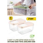fitfiyat 2 Adet 7,5 Litre Kg Çok Amaçlı Kuru Gıda Tahıl Mama Bakliyat Un Erzak Saklama Kabı