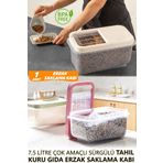 fitfiyat 7,5 Litre Sürgülü Saklama Kabı Tahıl Pirinç Kuru Gıda Mama Saklama Kutusu 1 Adet Şeffaf
