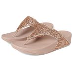 Fitflop Lulu Glitter Toe-Thongs kadın sandaleti, Pembe altın rengi, 36 EU