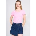 FİTHİT Çetinkaya Fithit 8469 Bisiklet Yaka 30/1 Compact Penye Süprem T-shirt Pembe