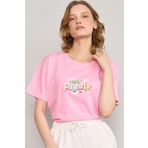 FİTHİT Çetinkaya Fithit 8493 Bisiklet Yaka 30/1 Compact Penye Süprem Baskılı T-shirt Pembe