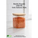 Fithome 1 Litre Bambu Kapaklı Hava Geçirmez Contalı Gıda Bakliyat Saklama Kabı - 1000 ml