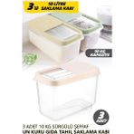 Fithome 10 kg Kuru Bakliyat Erzak Saklama Kabı Pirinç Mama Un Erzak Kutusu 3 Adet