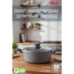FİTHOME 20 CM Küçük Boy Granit Derin Yemek Tenceresi Yanmaz Yapışmaz