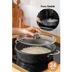 FİTHOME 24-28-30 Cm Döküm Granit Yanmaz Yapışmaz Fırına Girebilir Küçük Büyük Orta Boy Pilav Tenceresi