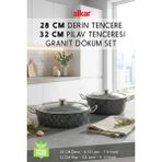 Fithome 28 cm Derin & 32 cm Pilav Karnıyarık Granit Döküm Tencere Seti – Fırına Girebilir Büyük Boy