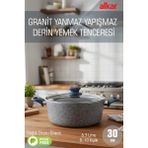 FİTHOME 30 CM Bio Granit Büyük Boy Derin Yemek Tenceresi Yanmaz Yapışmaz Derin Tencere