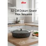 FİTHOME 32 CM Döküm Granit Fırına Girebilir Yanmaz ve Yapışmaz Pilav Tenceresi